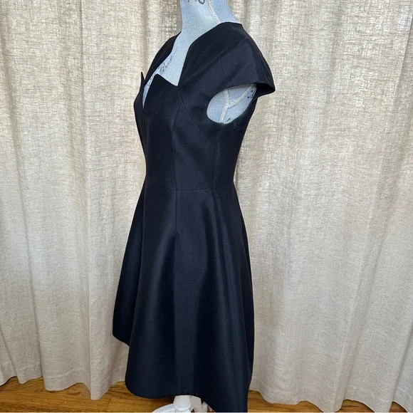 Halston Heritage Black Cotton + Silk Cocktail Dress, Size 4 - Picture 9 of 13